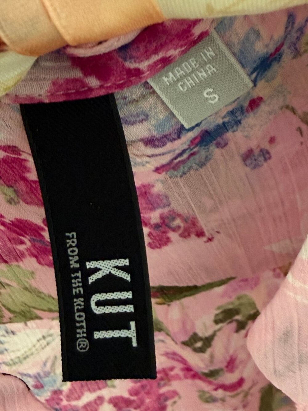 KUT from the Kloth Jasmine Chiffon Button-Up Shirt, QUARTU-LIGHT PINK - Picture 2 of 4